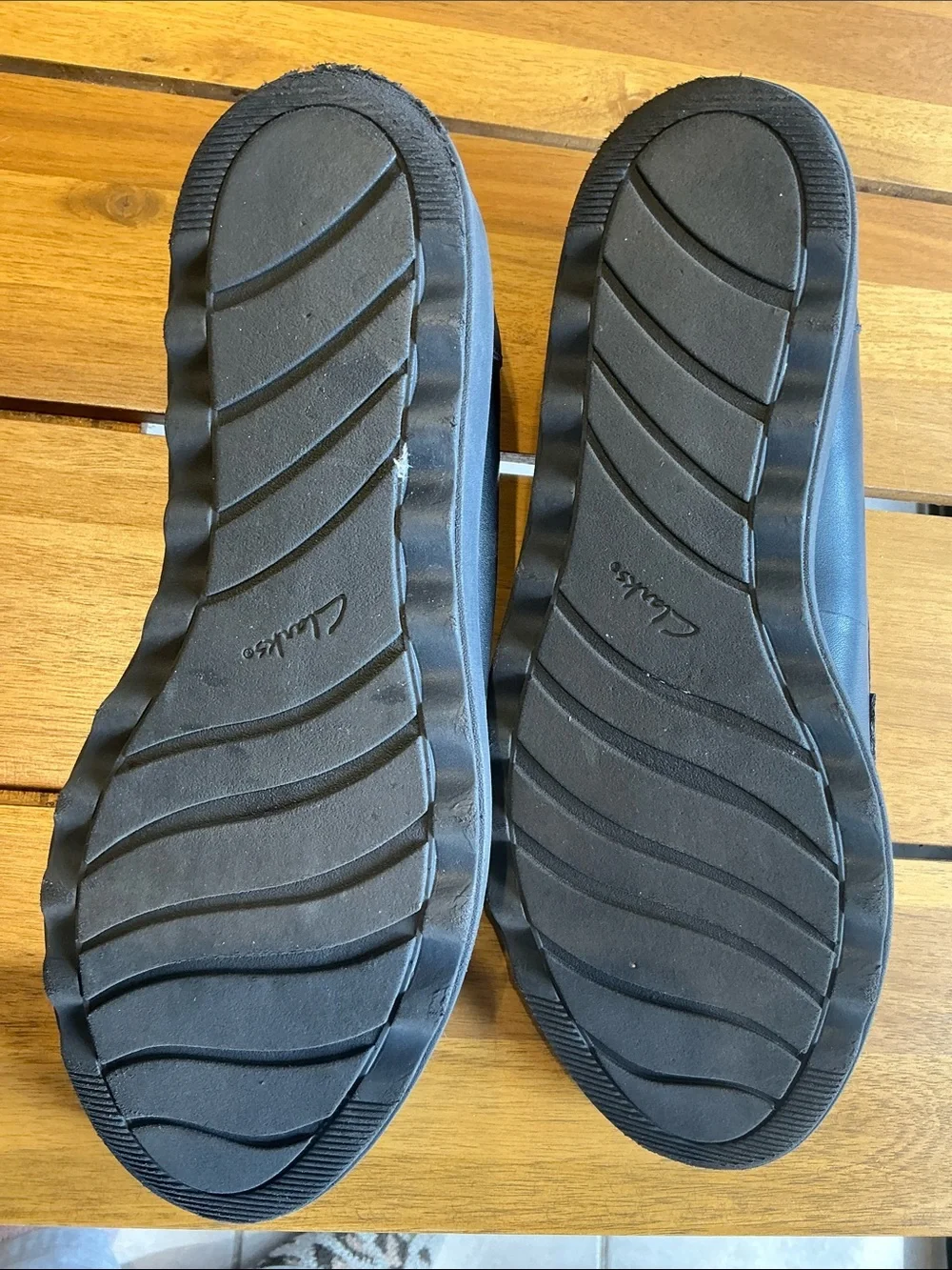 Clarks Black Leather Penny Loafers